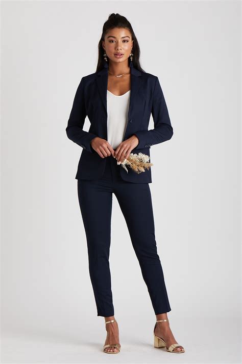 navy blue trouser suit women.